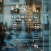 Celestial Sun and Moon Opening Hours QR code Raamsticker