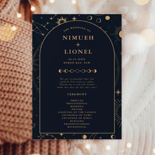 Celestial Sun and Moon Wedding Ceremony Programme