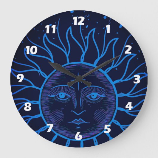 Celestial Sun clock with numbers Grote Klok (Voorkant)