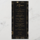 Celestial Sun Crescent Moon Zwart Gouden Menu (Voorkant)