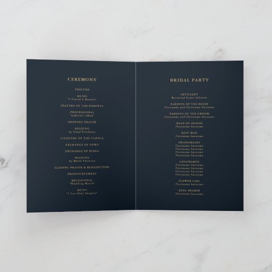 Celestial Sun en Moon Folded Ceremony Program Bedankkaart (Binnen)
