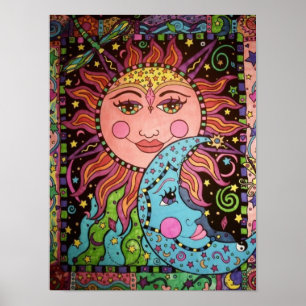 Celestial Sun en Moon Graphic Poster