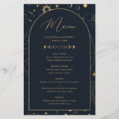 Celestial Sun en Moon Navy Gold-menukaart (Voorkant)