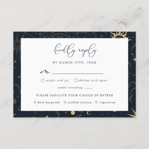 Celestial Sun en Moon Stars RSVP-kaart Informatiekaartje