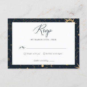 Celestial Sun en Moon Stars RSVP-kaart Informatiekaartje