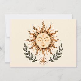 Celestial Sun Face Botanical Mystical Art Kaart