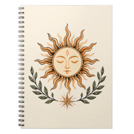 Celestial Sun Face Botanical Mystical Art Notitieboek