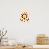 Celestial Sun Face Botanical Mystical Art Poster (Keuken)