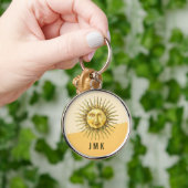 Celestial Sun Face Colorblock Monogram Sleutelhanger (Hand)