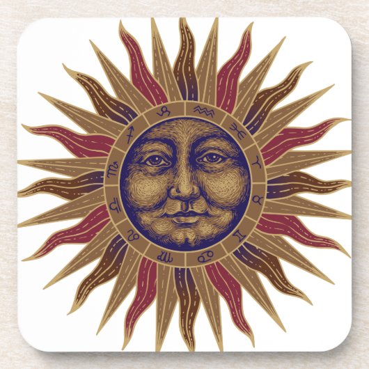 Celestial Sun Face Drankjes Onderzetter (Voorkant)