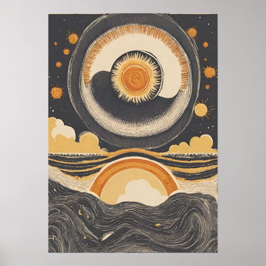 Celestial Sun Illustration Wall Art Poster (Voorkant)