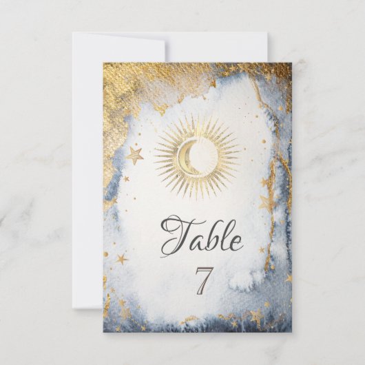 Celestial Sun, maan, Waterverf sterren Kaart (Voorkant)