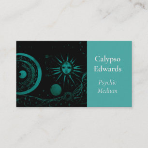 Celestial Sun Moon Black Astronomy Tarot Psychic Visitekaartje