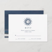 Celestial Sun & Moon Blue Agate Wedding RSVP (Voorkant / Achterkant)