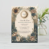 Celestial Sun Moon Boho Floral Save the Date (Debout devant)