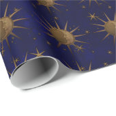 Celestial Sun Moon Brass Bas Relief Graphic Cadeaupapier (Rol Hoek)