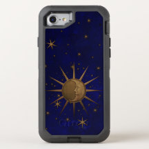 Celestial Sun Moon Brass Bas Relief Graphic