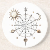 Celestial Sun & Moon Mandala Sandstone Coaster Zandsteen Onderzetter (Voorkant)