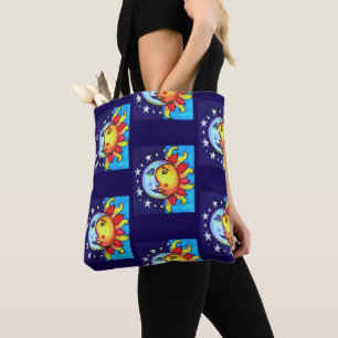Celestial Sun Moon Nineties Style Pattern Draagtas
