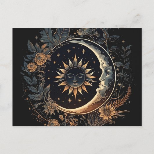 Celestial Sun & Moon Printable Briefkaart (Voorkant)