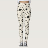 Celestial Sun Moon Stars Cream Leggings (Voorkant)