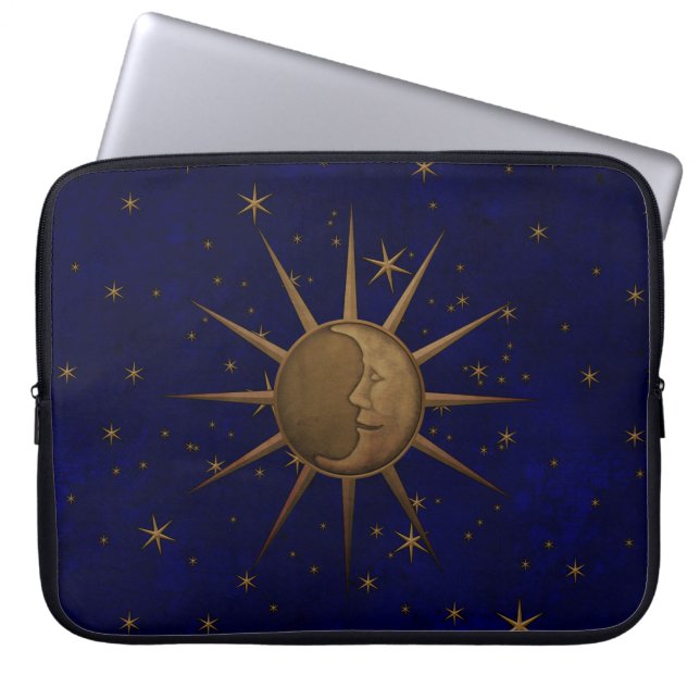 Celestial Sun Moon Sterrennacht Laptop Sleeve (Voorkant)