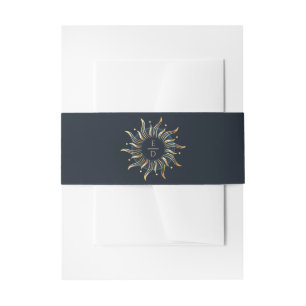 Celestial Sun Navy Golden Cosmic Uitnodigingen Wikkel