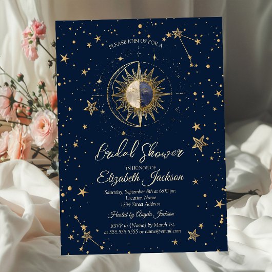 Celestial Sun Stars Galaxy Bridal Shower Kaart