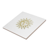 Celestial Sun with Face Gold and White Tegeltje (Zijkant)