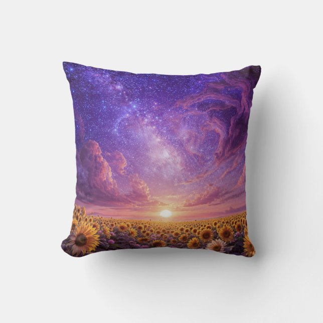 Celestial Sunflower Throw Pillow Kussen (Voorkant)