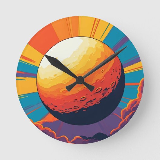 Celestial Sunset Wall Clock Ronde Klok (Voorkant)