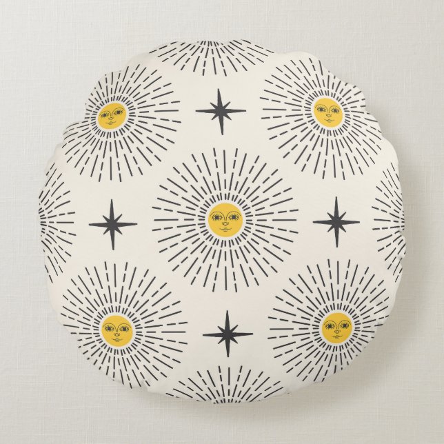 Celestial Sunshine  Pattern Rond Kussen (Voorkant)