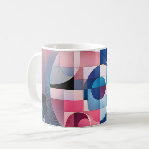 Celestial Symmetry: Geometrische vormen Blauw & Ro Koffiemok