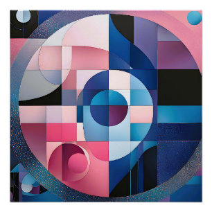 Celestial Symmetry: Geometrische vormen Blauw & Ro Perfect Poster