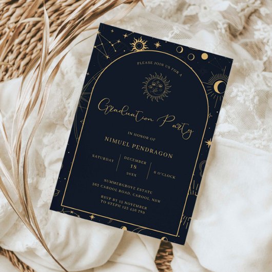 Celestial Tarot Elements Starsign Graduation Party Kaart