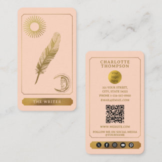 Celestial Tarot Logo Blush Roze Goud Schrijver Aut Visitekaartje