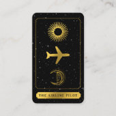 Celestial Tarot Logo Pilot Agent Black Gold Visitekaartje (Voorkant)