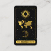 Celestial Tarot Logo Travel Agent Black Gold Visitekaartje (Voorkant)
