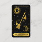 Celestial Tarot Logo Zwart Goud Schoonmaak Maid Visitekaartje (Voorkant)