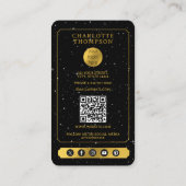 Celestial Tarot Zon Maan Make-up Artiest Zwart Gou Visitekaartje (Achterkant)