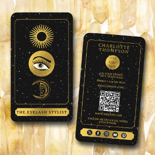Celestial Tarot Zon Maan Wimper Stylist Visitekaartje
