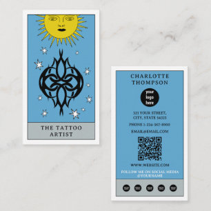 Celestial Tarot Zon Tattoo Artiest Piercer Logo Visitekaartje