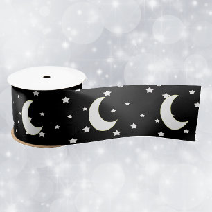 Celestial Theme Halve Maan Sterren op Zwart Lint