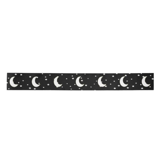 Celestial Theme Halve Maan Sterren op Zwart Lint (Voorkant)