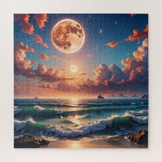 Celestial Tide: Moonlit Ocean Dream Puzzel (Verticaal)
