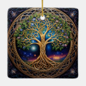 Celestial Tree of Life Keltische knoop Keramisch Ornament (Achterkant)