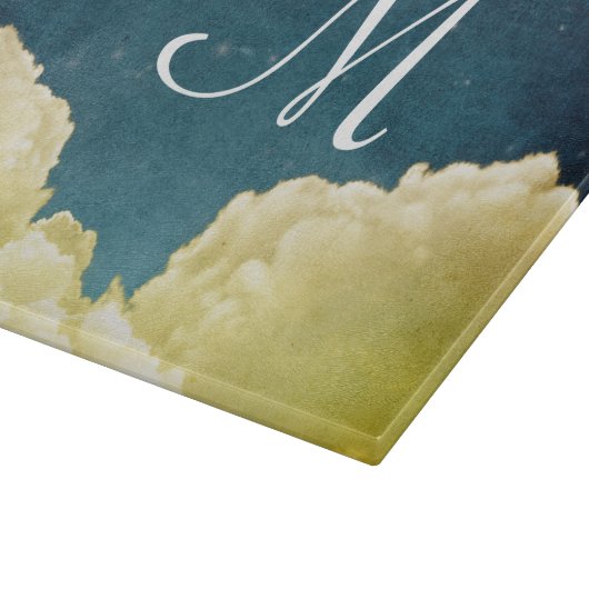 Celestial Uitzicht Sterren Monogram Glassnijplank Snijplank (Hoek)