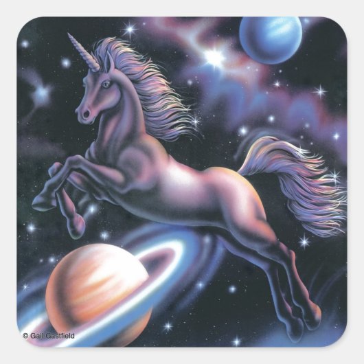 Celestial Unicorn Vierkante Sticker (Voorkant)