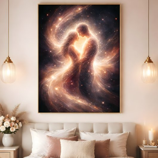 Celestial Union – Abstract Cosmic Couple Art Poster