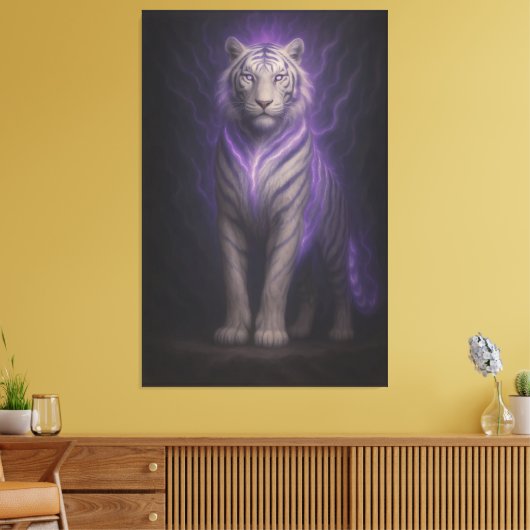 Celestial Violet Lightning Tiger – Silent Storm Gu Canvas Afdruk (Insitu (Woonkamer))